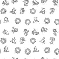 Vector seamless pattern of firefighter, fire extinguisher, hose on white background. It can be used for printing on various surfaces