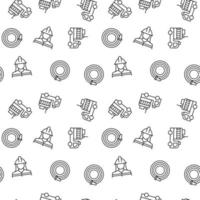 Vector seamless pattern of firefighter, fire extinguisher, hose on white background. It can be used for printing on various surfaces