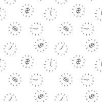 Seamless vector monochrome pattern of clock and clock with dollar inside for covers, shops, wrappers, sites, apps