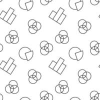 Seamless pattern of progress bar, pie chart, intersected circles is made of line icons vector