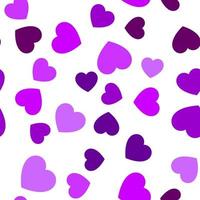 Colorful seamless pattern of vivid purple hearts. Suitable for printing on textile, fabric, wallpapers, postcards, wrappers vector