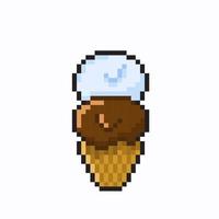 ice cream with two flavor in pixel art style vector