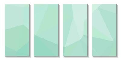 A set of brochures with green background with a triangle design. vector