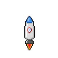 mini rocket in pixel art style vector