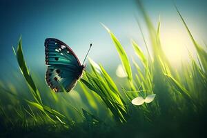 butterfly on the grass. . photo
