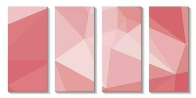 A set of brochures with red background with a triangle design. vector