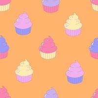 Funny cupcakes seamless pattern vector