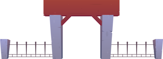 portes et clôture fabriqué de béton, bois et acier dans dessin animé style png