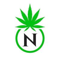 canabis logo firmar concepto norte alfabeto símbolo para terapia, médico y salud cuidado y marijuana logo. vector