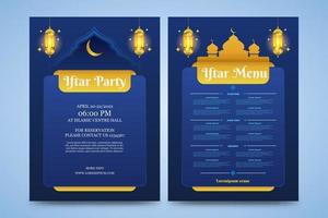 un conjunto de iftar invitación modelo. iftar menú. Ramadán kareem vector