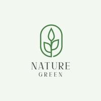 Green Nature Logo Design Template. Vector Leaf Outline Logo Design. Usable for Nature, Cosmetic, Healthcare and Beauty Logo.