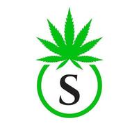 canabis logo firmar concepto s alfabeto símbolo para terapia, médico y salud cuidado y marijuana logo. vector