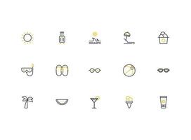 Summer icons. Summer outline icon set. Vector illustration.