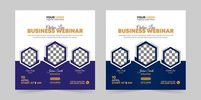 Editable business webinar conference square social media post and digital marketing promotion advertising banner design template vector