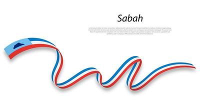 Waving ribbon or stripe with flag of Sabah vector