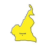 Simple outline map of Cameroon with capital location vector