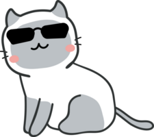 Cat with sunglasses cartoon character crop-out png