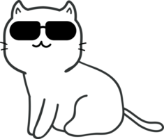 Cat with sunglasses cartoon character crop-out png