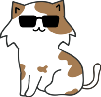 Cat with sunglasses cartoon character crop-out png