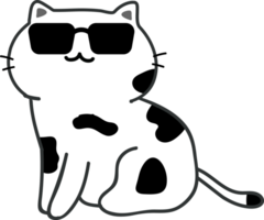 Cat with sunglasses cartoon character crop-out png