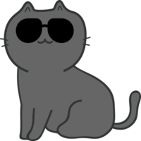 Cat with sunglasses cartoon character crop-out png