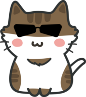 Cat with sunglasses cartoon character crop-out png