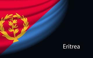 Wave flag of Eritrea on dark background. vector