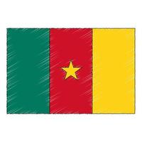 Hand drawn sketch flag of Cameroon. doodle style icon vector