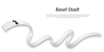 Waving ribbon or stripe with flag of Basel-Stadt vector