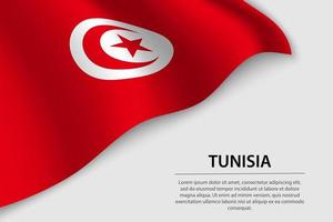 Wave flag of Tunisia on white background. Banner or ribbon vecto vector