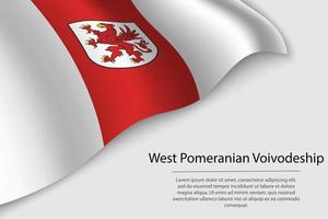 Wave flag of West Pomeranian Voivodeship is a region of Poland vector