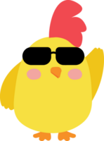 Chick with sunglasses cartoon character crop-out png