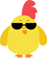 Chick with sunglasses cartoon character crop-out png