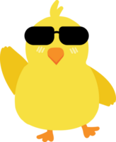 Chick with sunglasses cartoon character crop-out png