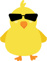 Chick with sunglasses cartoon character crop-out png