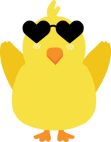 Chick with sunglasses cartoon character crop-out png