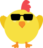 Chick with sunglasses cartoon character crop-out png