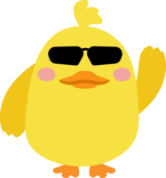 Chick with sunglasses cartoon character crop-out png