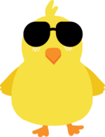 Chick with sunglasses cartoon character crop-out png