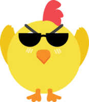 Chick with sunglasses cartoon character crop-out png