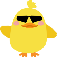 Chick with sunglasses cartoon character crop-out png