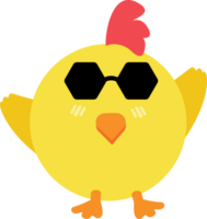 Chick with sunglasses cartoon character crop-out png