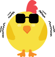 Chick with sunglasses cartoon character crop-out png