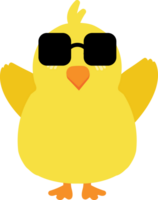 Chick with sunglasses cartoon character crop-out png