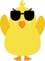 Chick with sunglasses cartoon character crop-out png