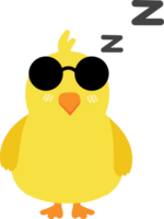 Chick with sunglasses cartoon character crop-out png