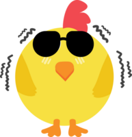 Chick with sunglasses cartoon character crop-out png