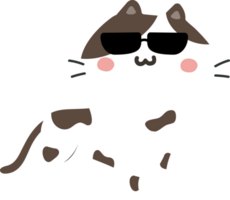 Cat with sunglasses cartoon character crop-out png