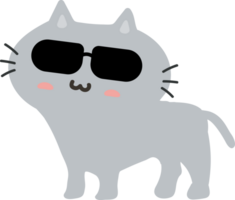 Cat with sunglasses cartoon character crop-out png