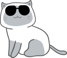 Cat with sunglasses cartoon character crop-out png